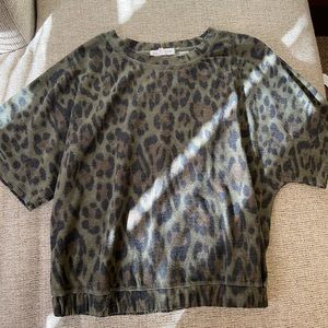 Socialite Green Leopard Print Pullover Sweater